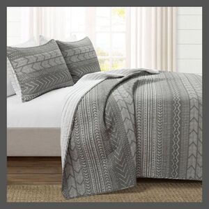 Lush Decor - Lush Décor 3pc Full/Queen Hygge Geo Reversible Cot Charcoal